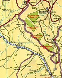 Mozambique Road and Shaded Relief Tourist Map.