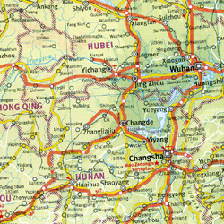 China Road and Shaded Relief Tourist Map.