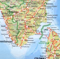 India Road and Shaded Relief Tourist Map.