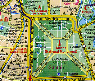 Indonesia and Java, Road and Tourist Map.