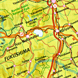 Japan Road and Shaded Relief Tourist Map.