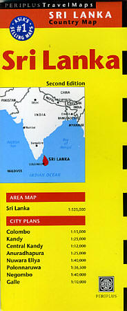 Sri Lanka, Road and Shaded Relief Tourist Map.