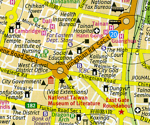 Taiwan Road and Tourist Map.