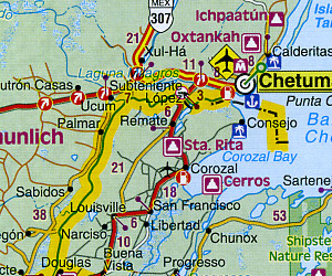 The Mayan World Road and Reference Map.