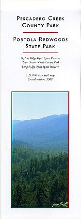 Pescadero Creek County Park Road and Recreation Map, California, America.