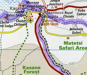 Botswana Road and Topographic Tourist Map.