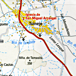 Fuerteventura Island, Road and Topographic Tourist Map, Canary Islands, Spain.