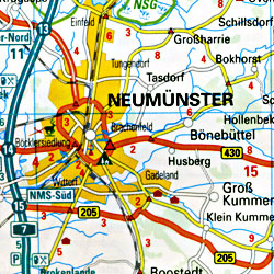 Germany, Northeast and Baltic Sea Coast, Road and Topographic Tourist Map.