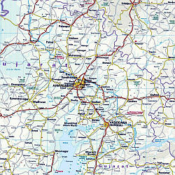 India Northeast, Road and Topographic Tourist Map.