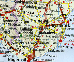 India, Nepal, and Sri Lanka, Road and Topographic Tourist Map.