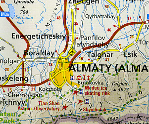 Kazakhstan Road and Topographic Tourist Map.