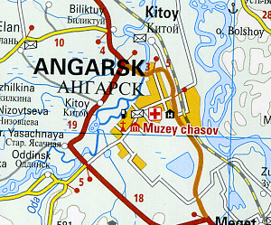 Lake Baikal, Russia Road and Topographic Tourist Map.