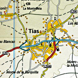 Lanzarote Road and Topographic Tourist Map, Canary Islands, Spain.