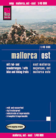 Mallorca, East, Road and Topographic Tourist Map, Balearic Isles, Spain.