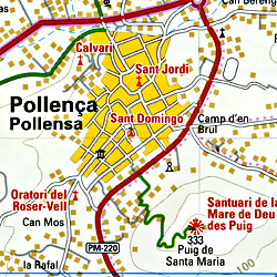 Mallorca, North, Road and Topographic Tourist Map, Balearic Isles, Spain.