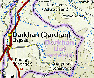 MONGOLIA Road and Topographic Tourist Map.