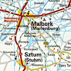 Poland North Road and Topographic Tourist Map.