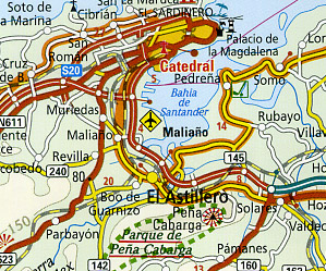 Northern Spain, Road and Topographic Tourist Map.