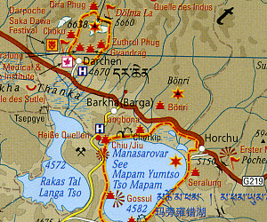 Tibet Road and Topographic Tourist Map.