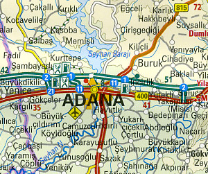 Turkey, Road and Topographic Tourist Map.