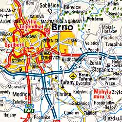 Czech Republic, Road and Shaded Relief Tourist Map.