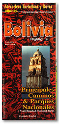 Bolivia Highlights, Road and Tourist Map.