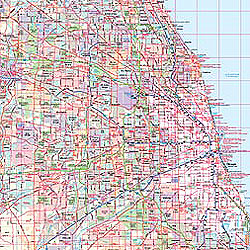 Chicago WALL Map, Illinois, America.