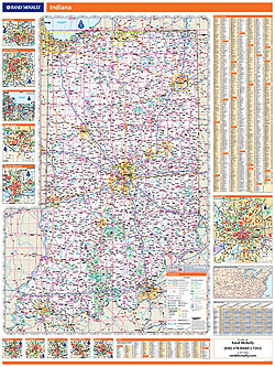 Indiana WALL Map, America.