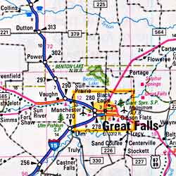 Wyoming and Montana, Road and Tourist Map, America.