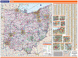 Ohio WALL Map, Ohio, America.