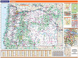 Oregon WALL Map, America.