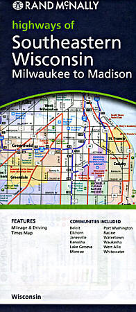 Wisconsin, SOUTHEASTERN, Road and Tourist Map, America.