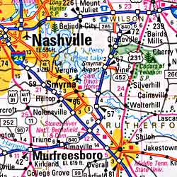 Tennessee Road and Tourist Map, America.