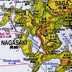 Japan Road and Shaded Relief Tourist Map.