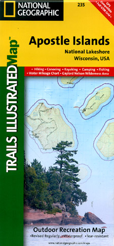 Apostle Islands, Road and Recreation Map, Wisconsin, America.