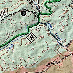 Blacksburg and New River Valley, Road and Recreation Map, Virginia, America.