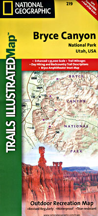 Bryce Canyon National Park, Road and Recreation Map, Utah, America.