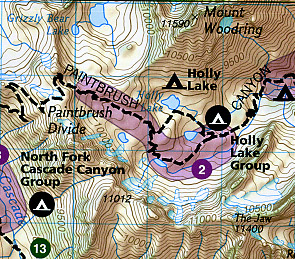 Grand Teton National Park, Road and Recreation Map, Wyoming, America.