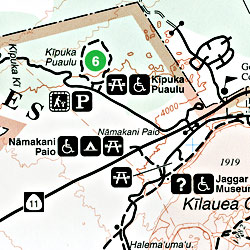 Hawaii Volcanoes National Park, Road and Topographic Recreation Map, Hawaii, The Big Island, Hawaii State, America.