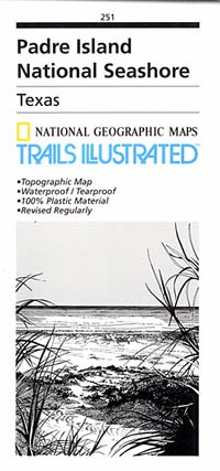 Padre Islands National Seashore, Road and Recreation, Topographic Map, Texas, America.