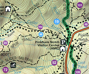 Presidential Range and Gorham, Road and Recreation Map, America.