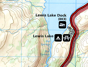 Yellowstone National Park South West (Old Faithful), Road and Recreation Map, Wyoming, America.