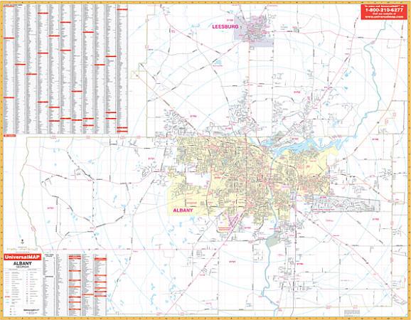 Albany County WALL Map, Georgia, America.