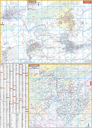 Blacksburg, Christiansburg and Pulaski WALL Map, Virginia, America.