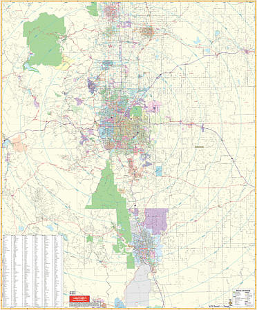 Denver Vicinity WALL Map, Colorado, America.