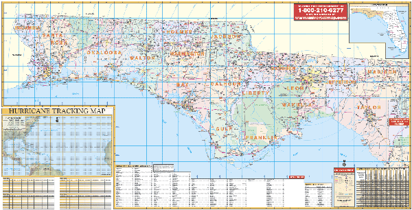 Florida Northwest Regional WALL Map, America.