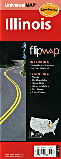 Illinois "Flipmap" Road and Tourist Map, America.