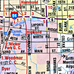 Indiana Road and Tourist Map, America.