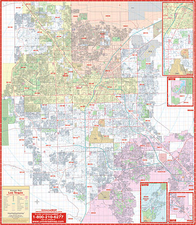 LAS VEGAS WALL Map, Las Vegas, America.