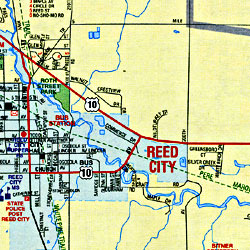 Michigan "Central" Road and Tourist Map, America.